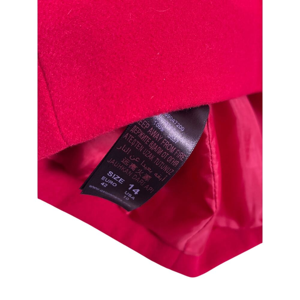 Red Cotton Winter Coat Women’s US 10/L 3/4 Sleeve Hoodless Classic Overcoat - Picture 4 of 5